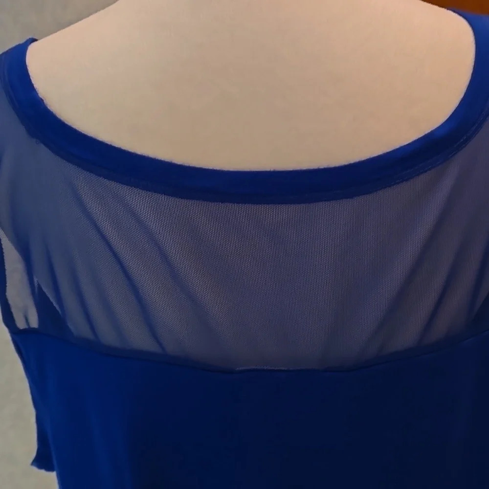 J-Lo Jennifer Lopez Royal Blue Tank Top Rivets Net Trim Hi-Low Hem Women size 3X - Picture 4 of 11